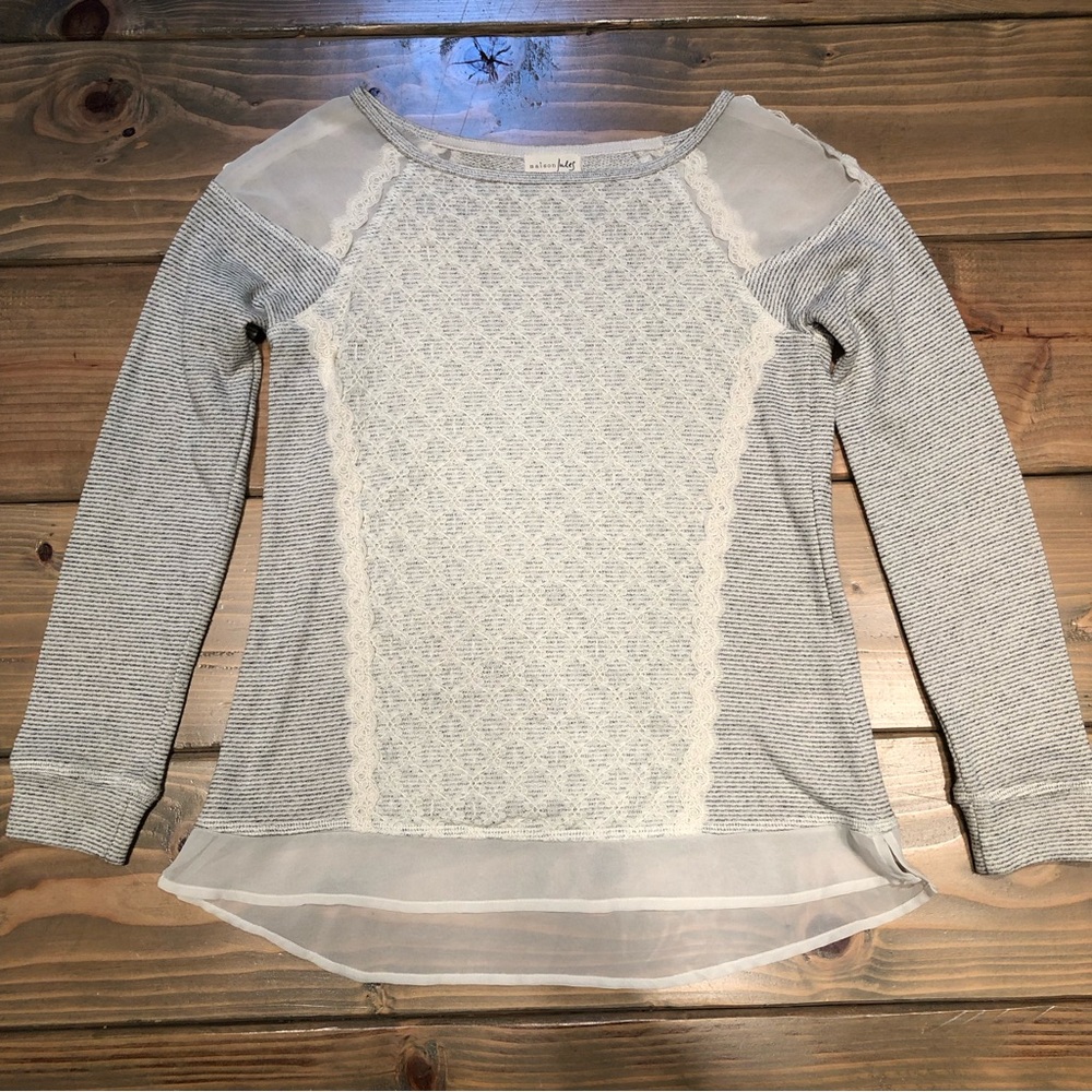 NWOT maisonJules Peekaboo Panel and Lace Top